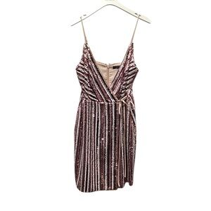 BCBGMAXAZRIA sequined Faux Wrap Party dress Nudes/neutrals Size 8